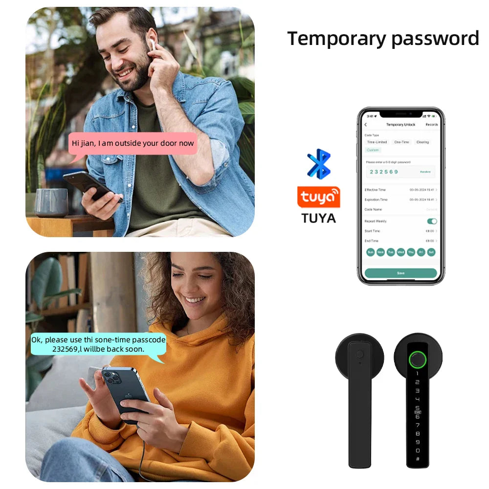 5-in-1 Smart Fingerprint Door Lock – Keyless Entry, Fast & Secure with App Control & Emergency Charging